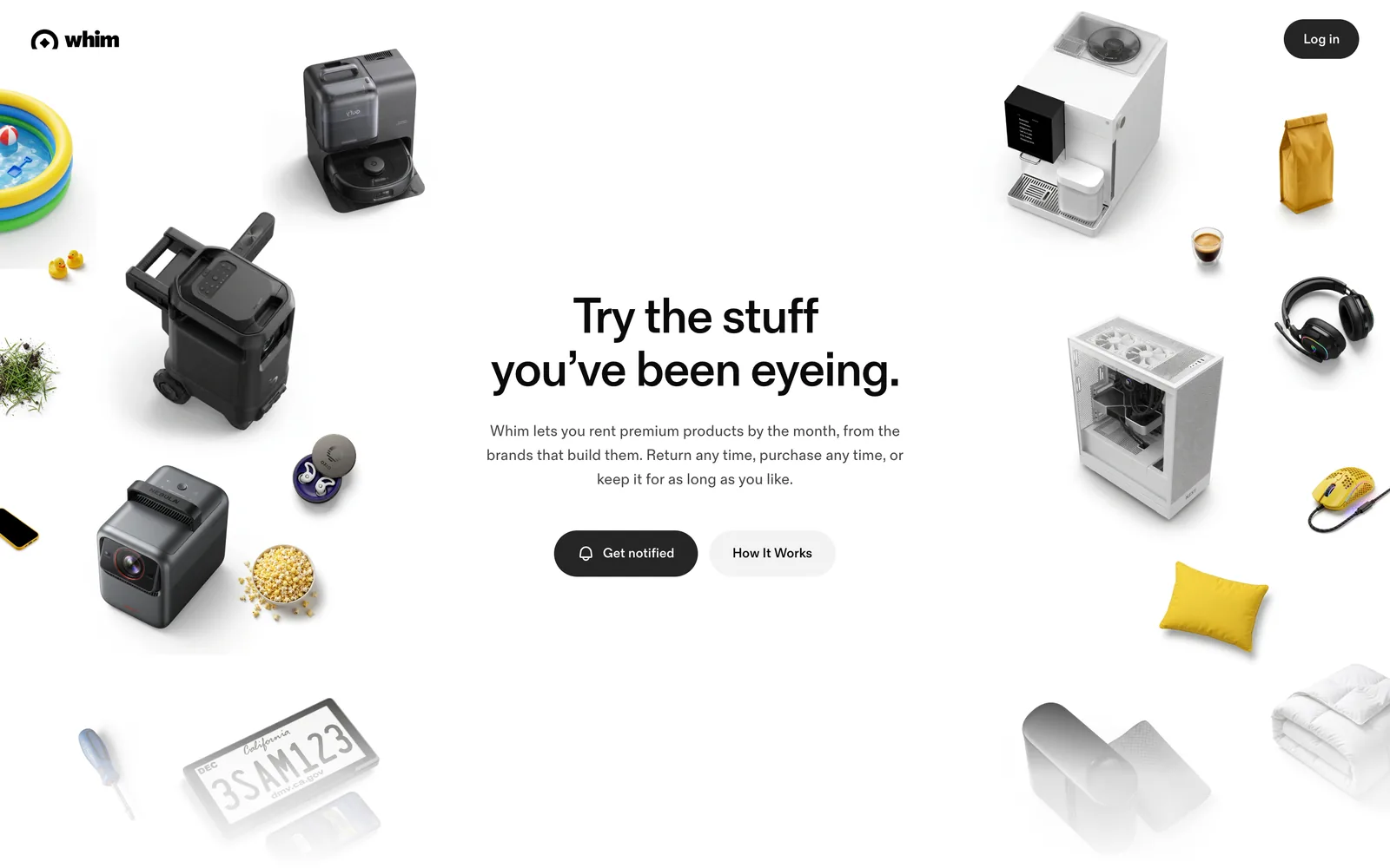The Whim homepage hero