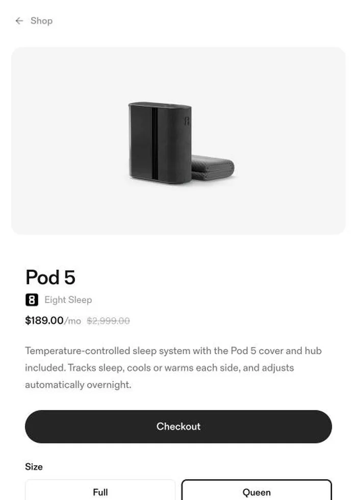 A portal product page on mobile