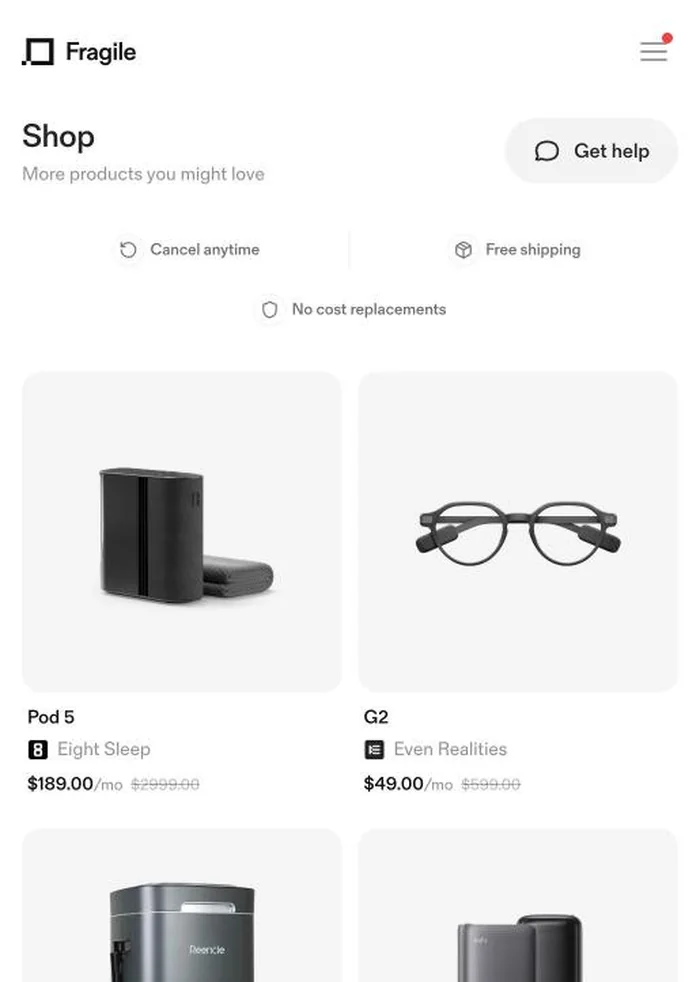 The portal shop on mobile
